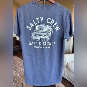 Salty Crew MEDIUM Navy Blue Men's T-Shirt With Front and Back Fishing Graphics